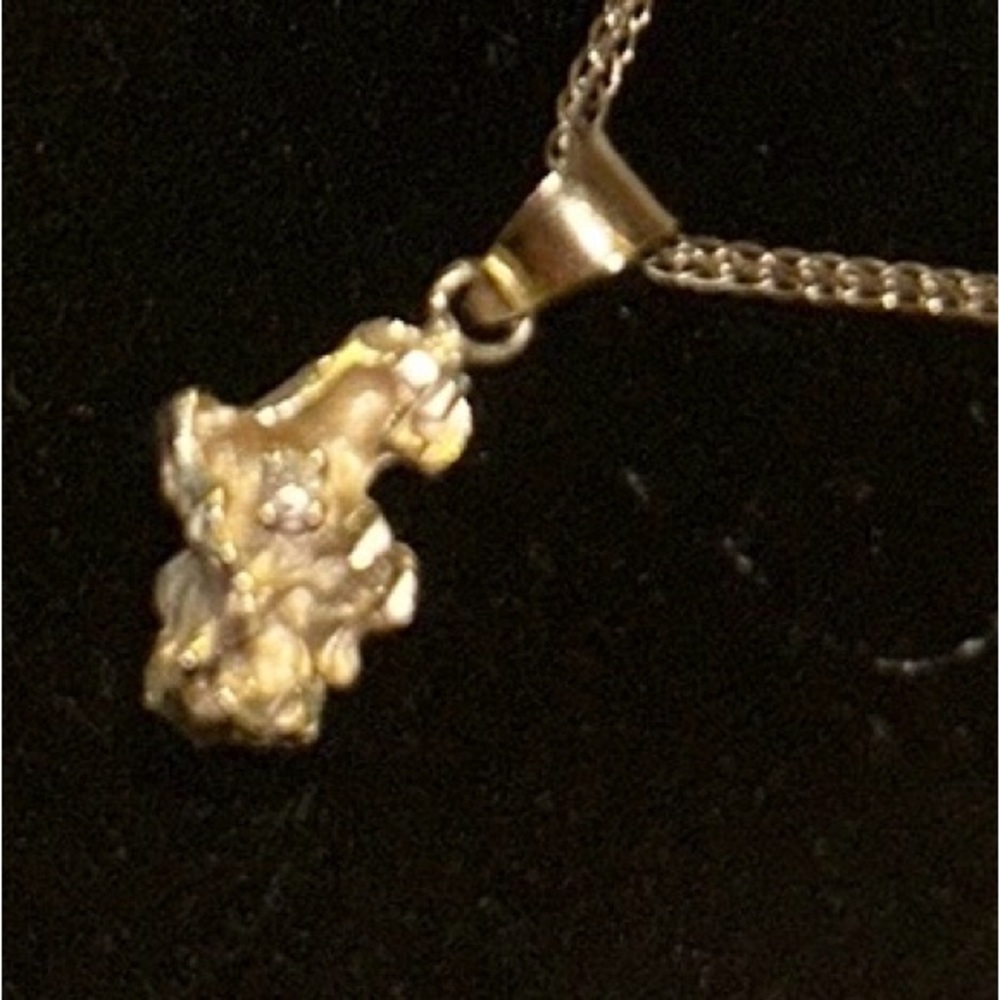 Small Solid Gold Nugget With A Small Diamond And … - image 2